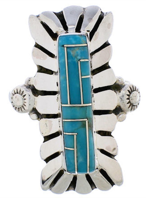 Turquoise Silver Southwestern Ring Size 8-1/4 EX42821